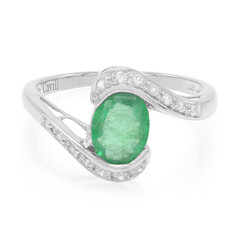 Anello placcato in platino con Smeraldo Bahia