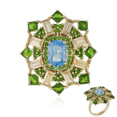 Anello in oro con Topazio Blu Svizzero (Adela Gold)