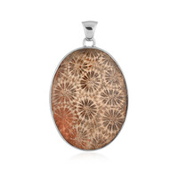 Ciondolo in argento con Corallo Pietrificato (Bali Barong)