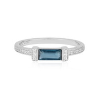 Anello in argento con Cianite Blu Foglia di Tè
