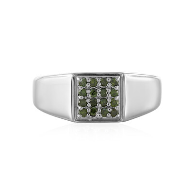 Anello in argento con Diamante Verde I3