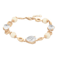 Bracciale placcato in oro con Quarzo Bianco