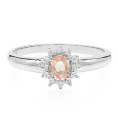 Anello placcato in platino con Zaffiro Padparadscha