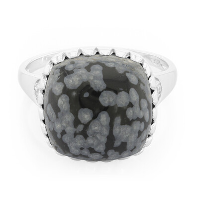 Anello in argento con Ossidiana Fiocco di Neve