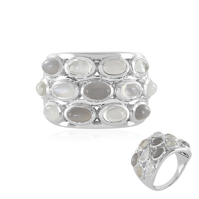 Anello in argento con Pietra di Luna Bianca (KM by Juwelo)
