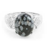 Anello in argento con Ossidiana Fiocco di Neve