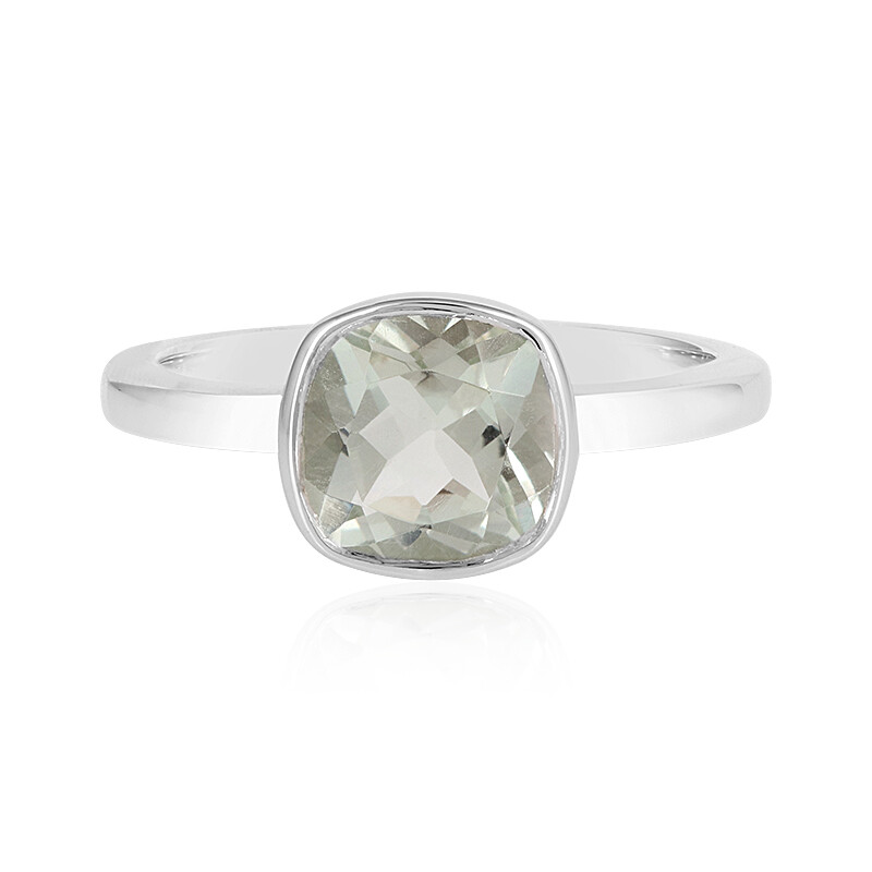 Anello in argento placcato platino con acquamarina Ofiki nigeriana