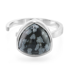 Anello in argento con Ossidiana Fiocco di Neve