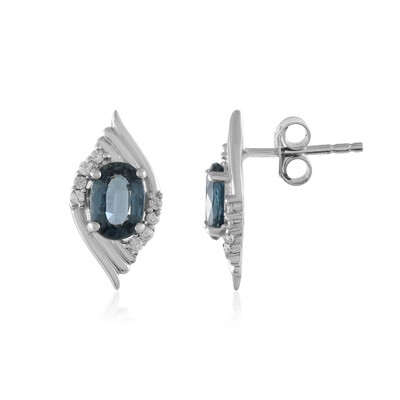 Orecchini in argento con Cianite Blu Foglia di Tè