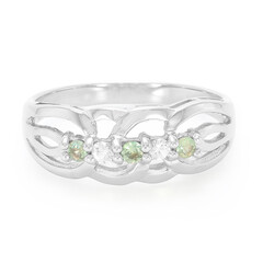 Anello in argento con Alessandrite Brasiliana e Zaffiro Bianco