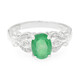 Anello placcato in platino con Smeraldo Bahia