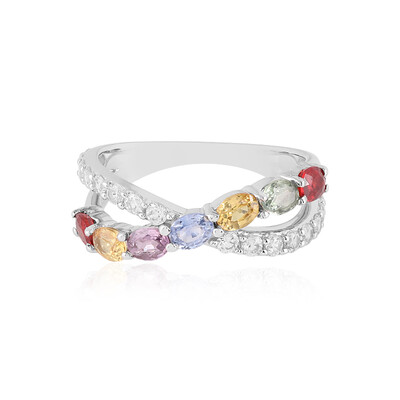 Anello in argento con Zaffiro Fancy