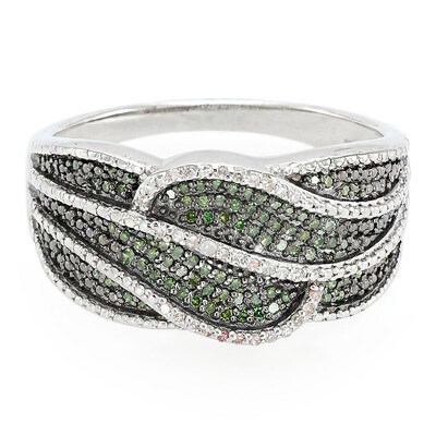Anello in argento con Diamante Verde Smeraldo