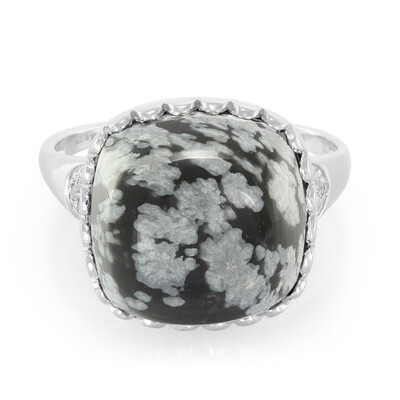 Anello in argento con Ossidiana Fiocco di Neve