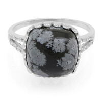 Anello in argento con Ossidiana Fiocco di Neve