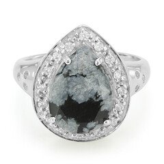Anello in argento con Ossidiana Fiocco di Neve