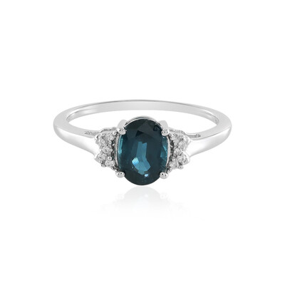 Anello in argento con Cianite Blu Foglia di Tè