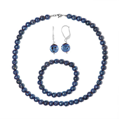 Parure in argento con Lava Blu