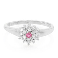 Anello placcato in platino con Zaffiro Padparadscha