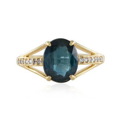 Anello in argento con Cianite Blu Foglia di Tè
