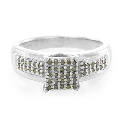 Anello in argento con Diamante Verde Smeraldo