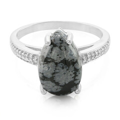 Anello in argento con Ossidiana Fiocco di Neve