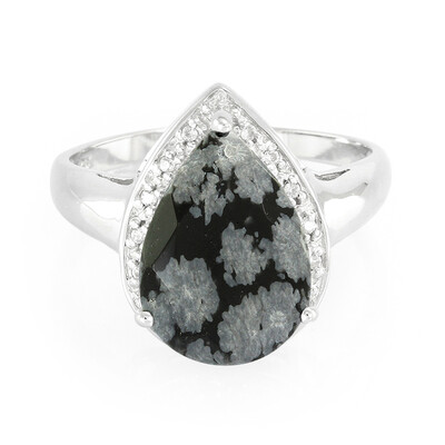 Anello in argento con Ossidiana Fiocco di Neve