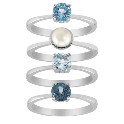 Anello in argento con Topazio Blu Svizzero