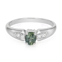 Anello placcato in platino con Zaffiro Peacock (non riscaldato)