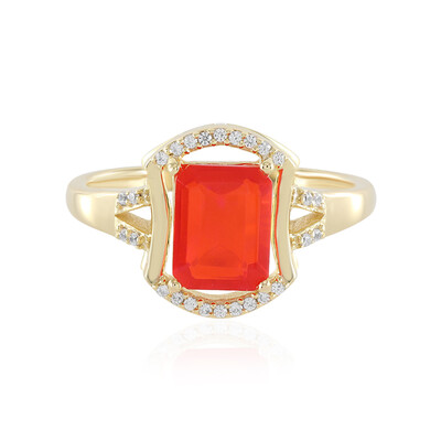 Anello in argento con Opale Rosso dell'Etiopia