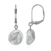 Orecchini in argento con Perla d'Acqua Dolce Keshi Argentata (TPC)