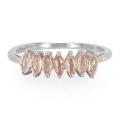 Anello placcato in platino con Zaffiro Padparadscha