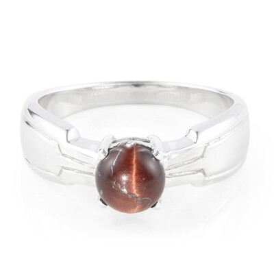 Anello da uomo in argento con Occhio di Tigre Rosso