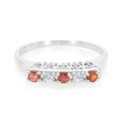 Anello in argento con Zaffiro Arancio e Zaffiro Bianco