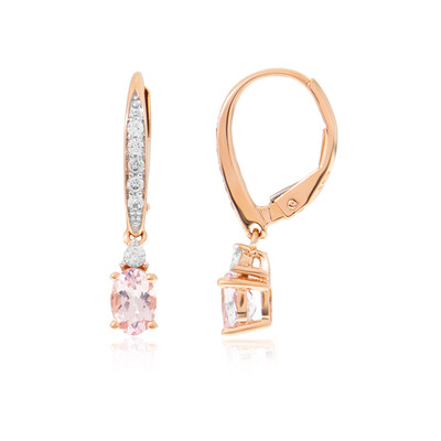 Orecchini in oro con Berillo Rosa non riscaldato