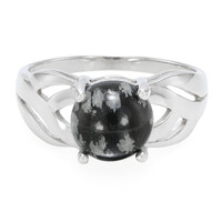 Anello in argento con Ossidiana Fiocco di Neve