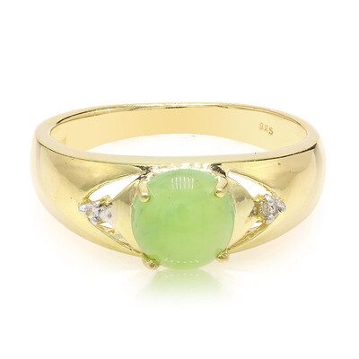 Anello placcato in oro con Crisoprasio Imperiale