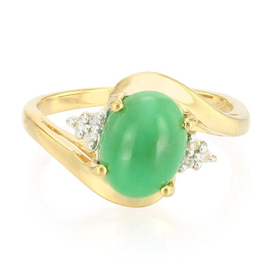 Anello placcato in oro con Crisoprasio Imperiale