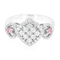 Anello placcato in platino con Zaffiro Padparadscha