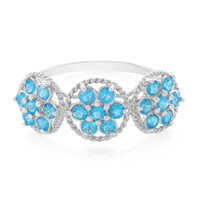 Anello placcato in platino con Apatite Blu Neon