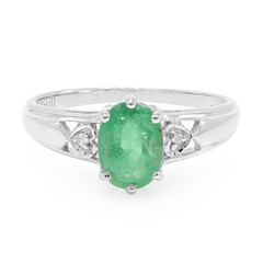 Anello placcato in platino con Smeraldo Bahia