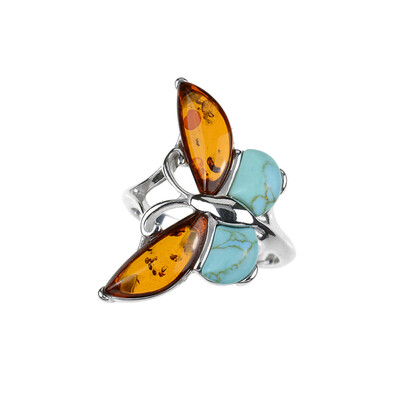 Anello in argento con Ambra Baltica (dagen)