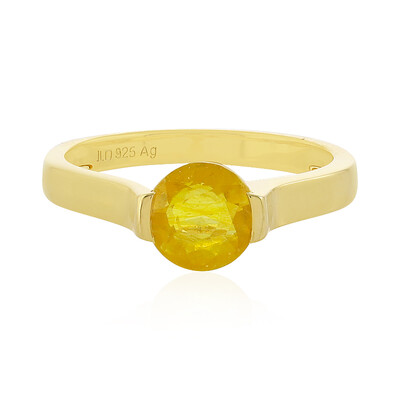 Anello in argento con Zaffiro Giallo del Madagascar