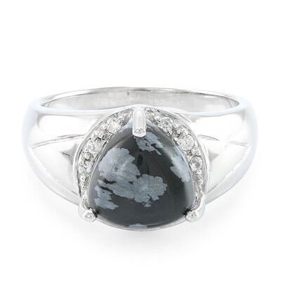 Anello da uomo in argento con Ossidiana Fiocco di Neve