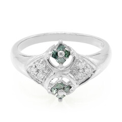 Anello in argento con Diamante Verde Foresta