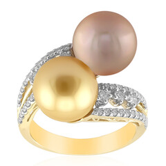 Anello in oro con Perla Dorata dei Mari del Sud Kabira (TPC)