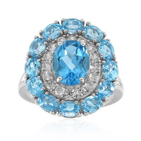 Anello in argento con Topazio Blu Svizzero