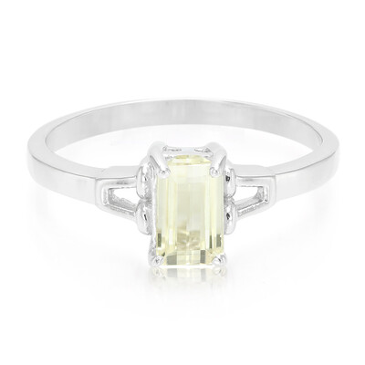 Anello placcato in platino con Kunzite Canarino