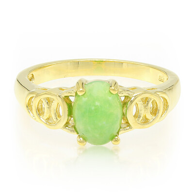 Anello placcato in oro con Crisoprasio Imperiale