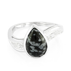 Anello in argento con Ossidiana Fiocco di Neve